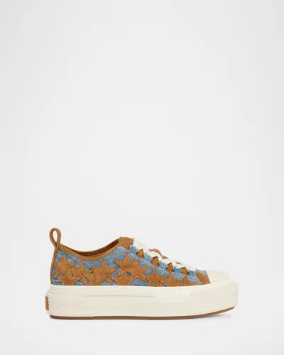 Amiri Denim Stars Court Sneakers In Orange