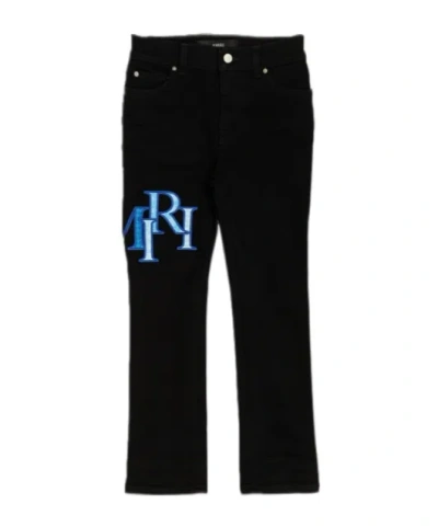 Amiri Denim Trousers With Belt Loops In Animal Print