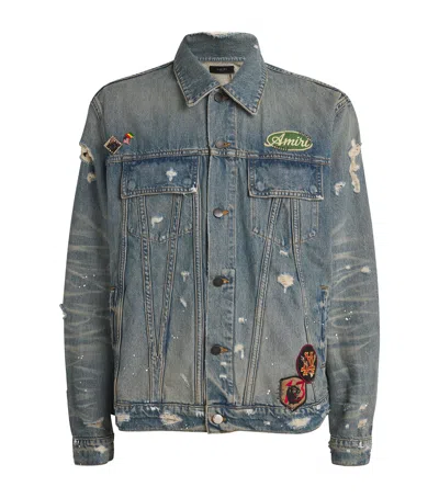 Amiri Vintage Pegasus Trucker Jacket In Blue