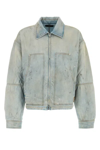 Amiri Distressed Zip-front Denim Jacket In Blue