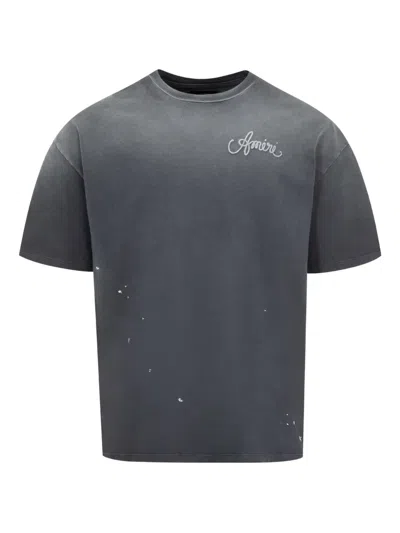 Amiri Dark Grey Stretch Cotton T-shirt In Black