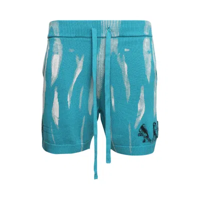 Pre-owned Amiri Destroyed Appliqué Short 'blue' | Men's Size Xxl