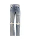 Amiri Distressed Straight Jeans With Belt Loops In Blue
