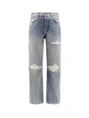 Amiri Distressed Straight Jeans With Belt Loops In Blue