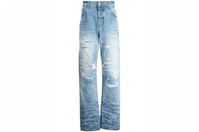 Pre-owned Amiri Destroyed Straight Fit Jeans Blue