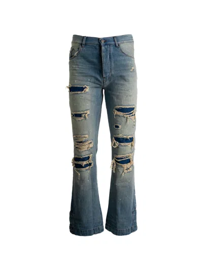 Amiri Destroyed Straight Flare Jean In Blue