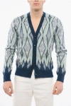 Amiri Argyle Mohair Blend Knit Cardigan