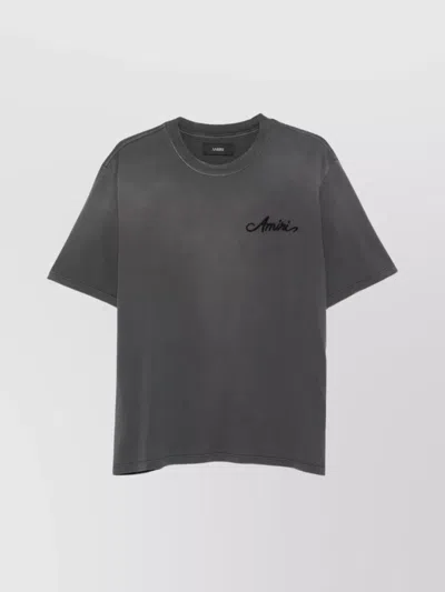 Amiri Distressed Bandana Patch T-shirt In Gray