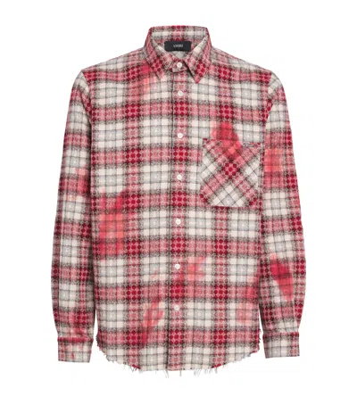 AMIRI DISTRESSED BLEACHED FLANNEL SHIRT