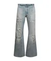 Amiri Distressed Bootcut Jeans In Blue