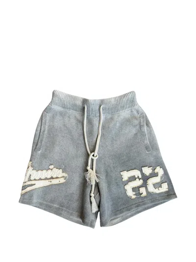 Amiri Distressed Cashmere Shorts In Gray