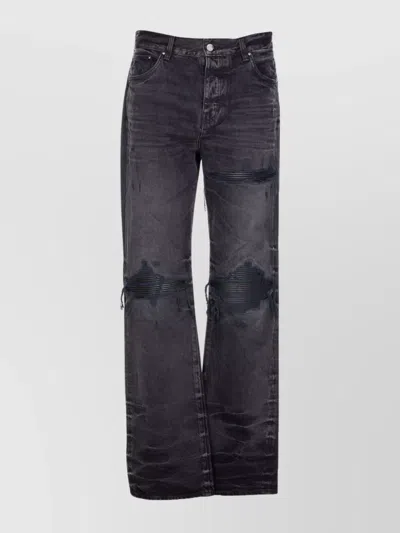 Amiri Distressed Denim Trousers With Faded Detailing In Black