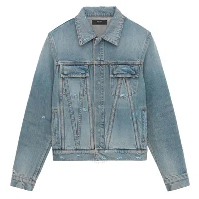 Amiri Distressed-effect Denim Cotton Jacket In Purple