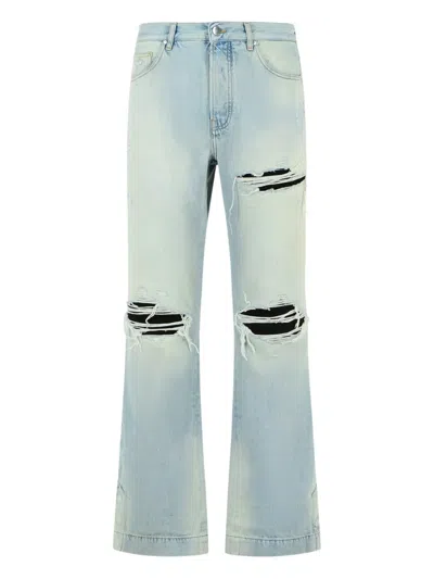 Amiri Distressed-effect Flared Jeans In Blue