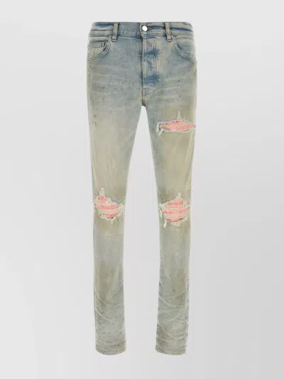 Amiri Distressed Faded Wash Denim Jeans In Blue