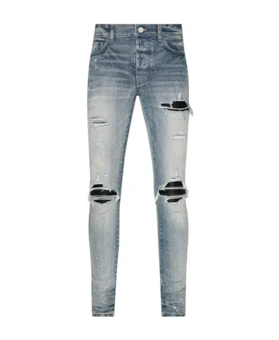 Amiri Distressed-finish Ripped Skinny Jeans In Gray