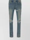 Amiri Distressed Five-pocket Denim Trousers In Blue