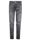 Amiri Distressed Grey Denim Jeans With Ripped Details In Gray