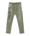 Amiri Khaki Army Logo Painted Slim Workman Jeans
