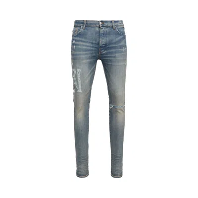 Pre-owned Amiri Distressed Logo Jean 'clay Indigo' In Blue