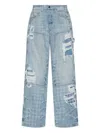 Amiri Mens Faded Indigo Repair Carpenter Monogram Denim Jeans In Blue