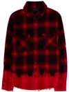 Amiri Distressed Plaid Check Cotton Shirt In Red