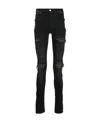 Amiri Distressed Plaid-lined Skinny Jeans In Black