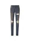 Amiri Distressed Ribbed-panel Jeans In Blue