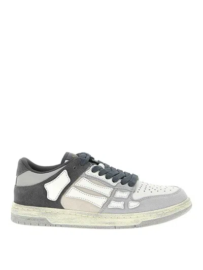 Amiri Distressed Skel Top Low Sneakers In Gray