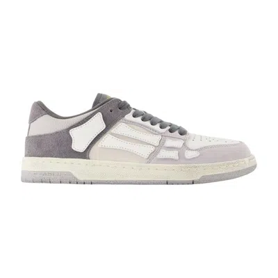 Amiri Distressed Skel Top Low Sneakers In Gray