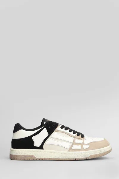 Amiri Distressed Skel Top Sneakers In Black Leather In Multi