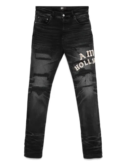 Amiri Men Distressed Skinny Jeans In Black