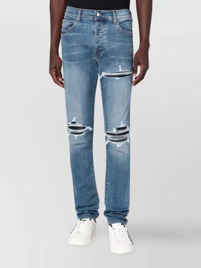 Amiri Distressed Skinny Jeans With Faded Wash In Blue