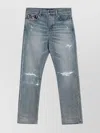 Amiri Distressed Straight Jeans With Belt Loops In Blue
