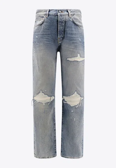 Amiri Distressed Straight-leg Jeans In Blue