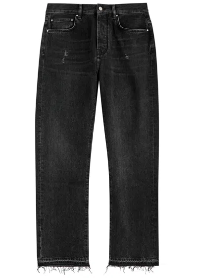Amiri Distressed Straight-leg Jeans In Black
