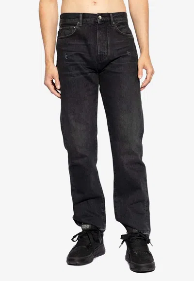 Amiri Distressed Straight-leg Jeans In Black