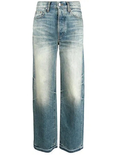 Amiri Distressed Straight-leg Jeans In Blau