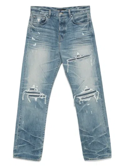 Amiri Men Distressed Straight-leg Jeans In Blue