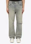 Amiri Antique Indigo Slim Jeans With Rips In Light Blue