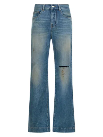 Amiri Distressed Wash Five-pocket Jeans In Blue