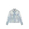 Amiri Crystal Studded Bones Denim Trucker Jacket In Blue