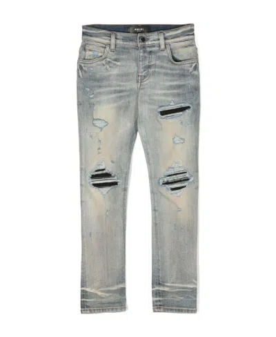 Amiri Kids' Distressed-effect Straight-leg Jeans In Blue