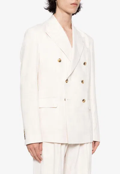 Amiri Linen-cotton Blend Blazer In Cream