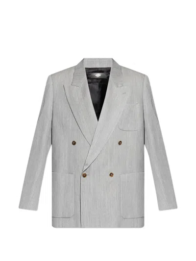 Amiri Double-breasted Blazer In Gray