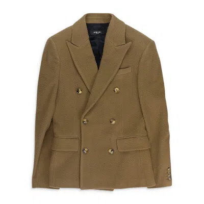 Amiri Double Breasted Ermine Blazers In Brown