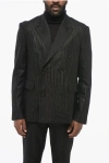 Amiri Double-breasted Lurex Pinstriped Blazer With Satin Lapel