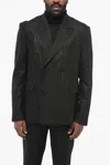 Amiri Double-breasted Lurex Pinstriped Blazer With Satin Lapel