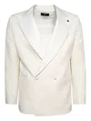 Amiri Double-breasted Peak-lapel Blazer In White