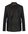Amiri Double-breasted Lurex Pinstriped Blazer With Satin Lapel In Black